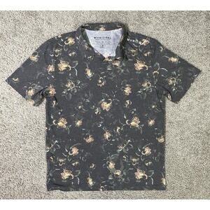 Municipal Polo Shirt Mens Medium Gray Floral Performance Sport Utility Gear Golf